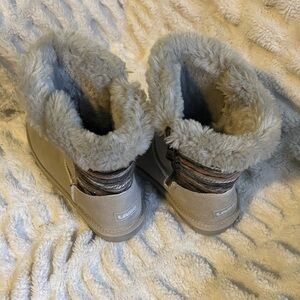 Lamo Beige and Gray Fur-Lined Boots